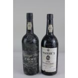 A bottle of Warre's 1980 vintage port and a bottle of Croft 1975 vintage port