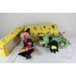 Two Pelham puppets, Dragon & Witch, both in original boxes