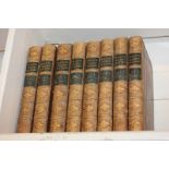 M Rollin, Rollin's Ancient History, eight volumes, published by Rivington, 1817, with gilt and tan