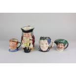Four Royal Doulton porcelain character and Toby jugs, Bacchus, Fat Boy, Jolly Toby, and another