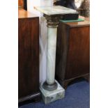 A 19th century style green onyx and gilt metal mounted pedestal column with square top, the plinth