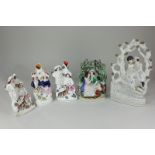 A 19th century Staffordshire pottery figure group of Robert Burns and his Mary, another larger