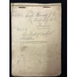 World War I: Royal Engineers field notebook with handwritten notation to book and field wallet