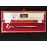 Hallmarked Silver: Paper knife/letter opener. Length 8ins. Sheffield Cooper Brothers mark 1984,