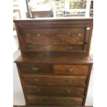 19th cent. Mahogany gent's press and chest of drawers, a 2/3 on short brackets supports. 42ins. x