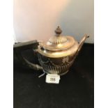 Hallmarked Silver: Teapot, regency style with ebony fittings, maker Elkington Birmingham. Approx.