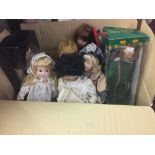 20th cent. Dolls: Highland dress, Irish costume, baby dolls some with stands 2 boxed, black baby