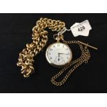 Watches: Yellow metal plated open faced pocket watch, white enamel face, signed Mansel Lincoln