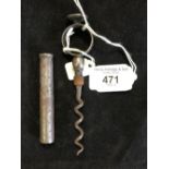 Corkscrews/Wine Collectables: 18th cent. Pocket screw, steel with seal of a rampant horse, facing