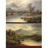 19th cent. British School: Oil on canvas Anglers in highland landscape, indistinct signature in