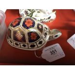 Crown Derby: Imari paperweight Yorkshire Rose Tortoise.