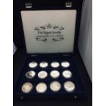 Coins: Royal Mint. 12 x silver proof coins. 40th Coronation Anniversary 1993.