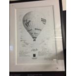 Exploration: Pacific Flyer Balloon montage, signed by pilots Richard Branson and Per Linstrand