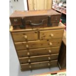20th cent. Pine chest of drawers, 2 short over 4 long drawers. 35ins. x 43ins. x 18½ins.