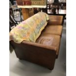 Furniture: Bespoke tan leather, three seater settee. Length 6ft. 6ins.