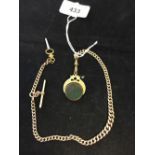 Gold Jewellery: Albert curb chain, tests 9ct., 26gms. approximately plus steel watch winder and a