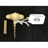 Corkscrews/Wine Collectables: Gold pocket screw. 20th cent. Gold screw with mother of pearl