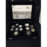 Coins: Royal Mint 2009. Silver proof coin set. 12 coins. No. 2107. Cased.
