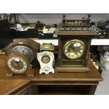 Clocks: British mantel clock 'Perivale' by Bentima, plus an Edwardian bracket clock by E. Rowley,