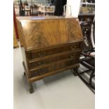 20th cent. Mahogany three drawer bureau with fitted interior.