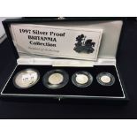 Coins: Royal Mint 1997. Britannia four coin silver proof set. Cased.