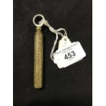 Corkscrews/Wine Collectables: Brass picnic screw, brass ring pull, the sheath decorated with