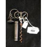 Corkscrews/Wine Collectables: Early 18th cent. steel pocket screw with double ring pull handle,