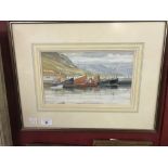 Brian E. Harris (1985): Watercolour 'Loch Fisherman' Framed and glazed. 11¼ins. x 6½ins.