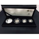 Coins: Royal Mint 2012. Britannia four coin silver proof set. Cased.