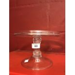 Late 18th/early 19th cent. Glass tazza, raised lip, ringed and gadrooned stem, raised foot rim.