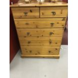 20th cent. Pine 2/4 chest of drawers, on a plinth.