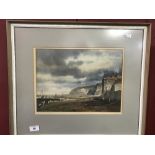 John Barrie Haste 1931-2011: Watercolour 'Harbour at Low Tide'. Signed lower right. Framed and