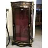 19th cent. French Boulle work display cabinet Ebonised serpentine fronted.