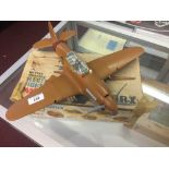 Toys: Marx Brothers tinplate Curtiss P/40 brown Warhawk fighter plane with box.