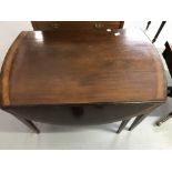 19th cent. Mahogany and inlaid oval double drop leaf table with single drawer. 42ins. x 28ins. x