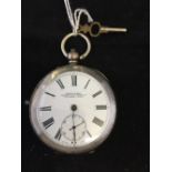 Watches: Hallmarked silver (935 Swiss), key wind, unsigned movement, white enamel face 'Kendall