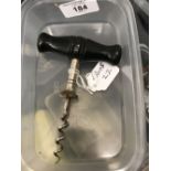 Corkscrews: Bright steel screw, ebony handle, helix screw.