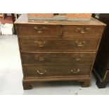 19th cent. Oak chest of drawers of two short drawers over three drawers. The whole on bracket