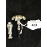 Corkscrews/Wine Collectables: Silver pocket/seal Dutch screw, crescent shaped handle, shell and
