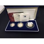 Coins: Royal Mint. Silver proof Piedfort 2003 coin set. 5p, £2, £1