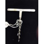 Corkscrews/Wine Collectables: Simple screw. Peruvian silver screw, the handle decorated in the