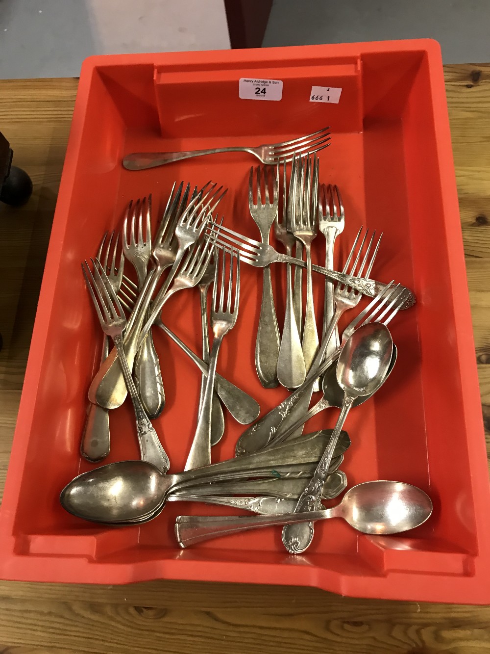 Platedware: French flatware including Christofle forks.