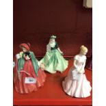 20th cent. Ceramics: Royal Worcester Lady Charmain, The Rose plus Holly, Boxed (3).