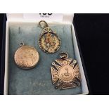 **The David Gainsborough Roberts Collection - Jewellery: 9ct. Gold medallion, 4gms., plated locket