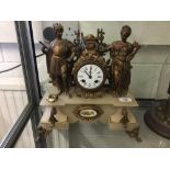 Clocks: 19th cent. French mantel clock c1890. 8 day movement, striking hour and half hour. Made by