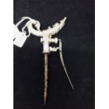 Corkscrews/Wine Collectables: 19th cent. Fine French silver screw, mounted lever action champagne or