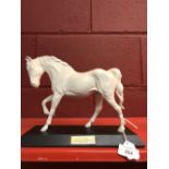 Beswick: Sculpture horse 'Spirit of Freedom' in white on a black plinth.