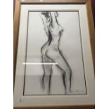 Fiona McPherson: Charcoal life study, signed bottom right. Framed and glazed. 18ins. x 30ins.