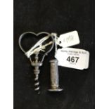 Corkscrews/Wine Collectables: French 18th cent. steel pocket corkscrew with ornate handle and