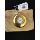 Watches: 20th cent. Yellow metal half hunter pocket watch. 17 jewel, keyless movement. Makers mark